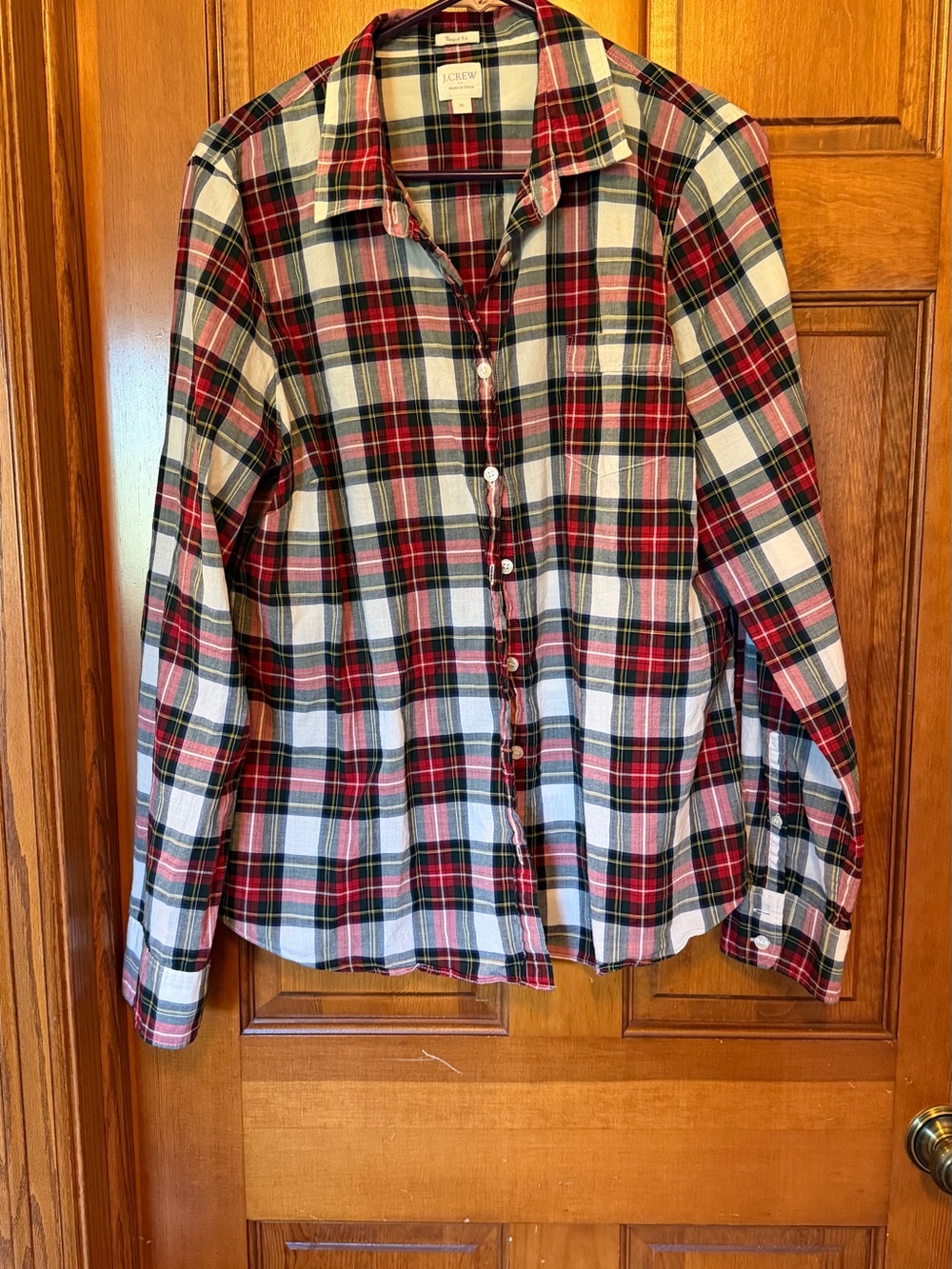J. Crew Women’s Red Plaid Button-Up Shirt